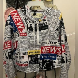 Forever 21 Newspaper Crop Hoodie